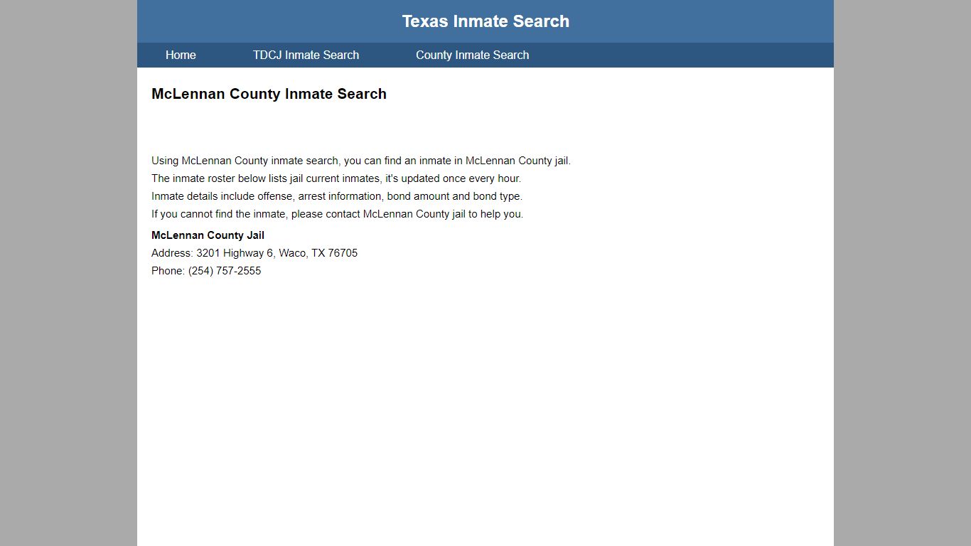 McLennan County Inmate Search